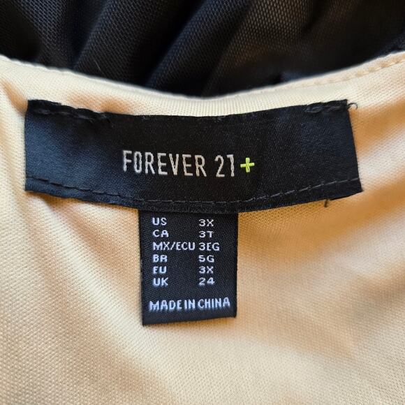 M Forever 21+ Black Sheer Mesh Ruffled Ruched Cocktail Dress Womens Plus Size 3X - Picture 11 of 12